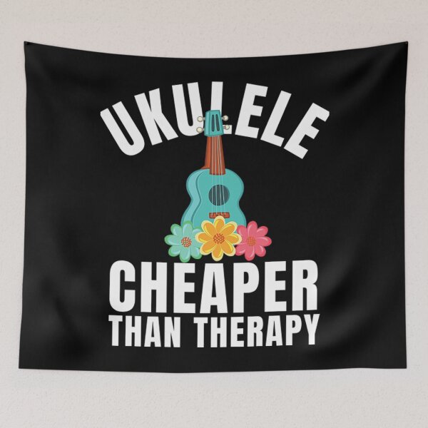 Aperçu de l'œuvre T-shirt Ukulélé moins cher que la thérapieUkulélé moins cher que la thérapie créée et vendue par EuniceSmith.