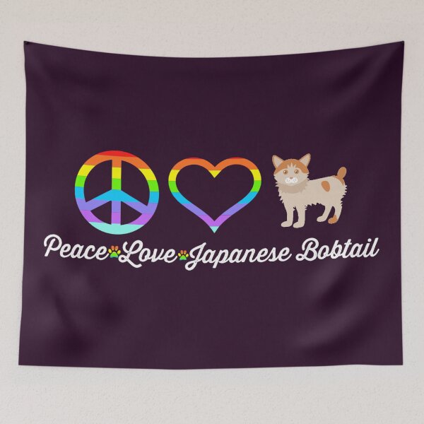 Item preview, Peace Love Japanese Bobtail Cat designed and sold by S Cube Design.
