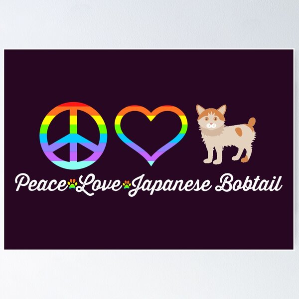 Item preview, Peace Love Japanese Bobtail Cat designed and sold by S Cube Design.