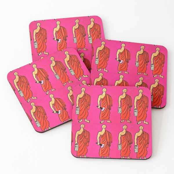 Item preview, Three Monks on Fuchsia Background designed and sold by StefDelapree.