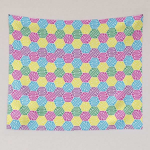 Item preview, Hexagon colorful maze pattern designed and sold by bunbun369.