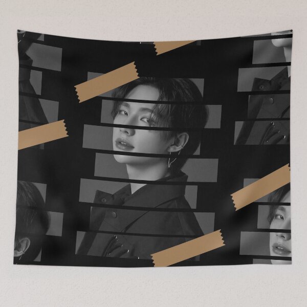 Item preview, Hwang Hyunjin Stray Kids Hyunjin Korean Kpop Monochrome Stripe Design designed and sold by Piosenka Art.