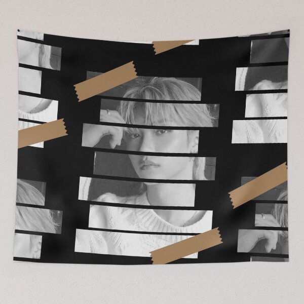 Item preview, Lee Felix Stray Kids Felix Korean Kpop Monochrome Stripe Design designed and sold by Piosenka Art.