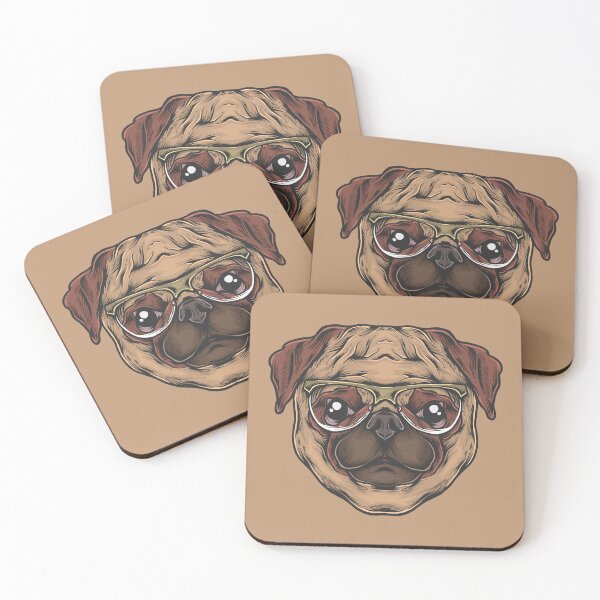 Item preview, Hand Drawing Vintage Pug Head with Sunglasses Vector Illustration designed and sold by Peekonet.