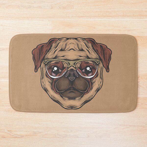 Item preview, Hand Drawing Vintage Pug Head with Sunglasses Vector Illustration designed and sold by Peekonet.