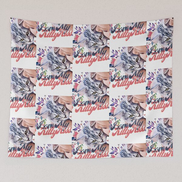 Item preview, Love My Kitty Kisses (floral background)  designed and sold by eAniello1994.