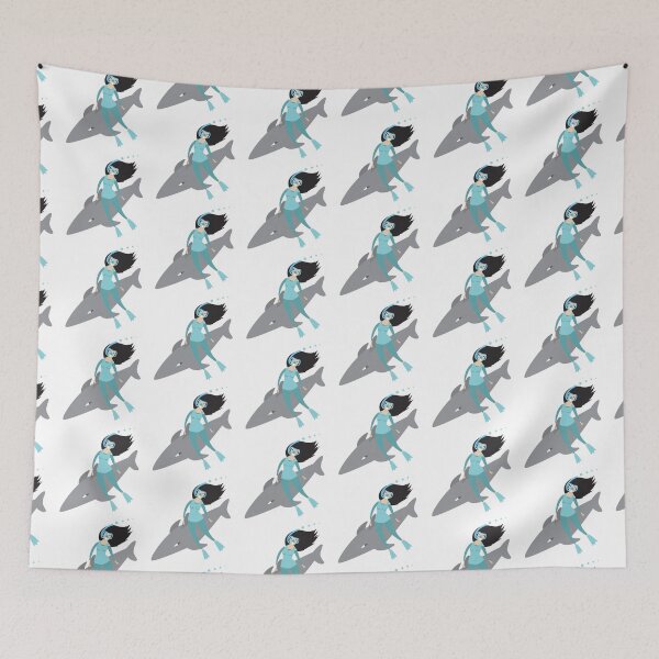 Item preview, Woman diver with Grey Shark designed and sold by jazzydevil.