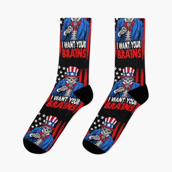 Item preview, Patriotic Halloween Zombie Uncle Sam Want Brains USA Flag designed and sold by GrandeDuc.