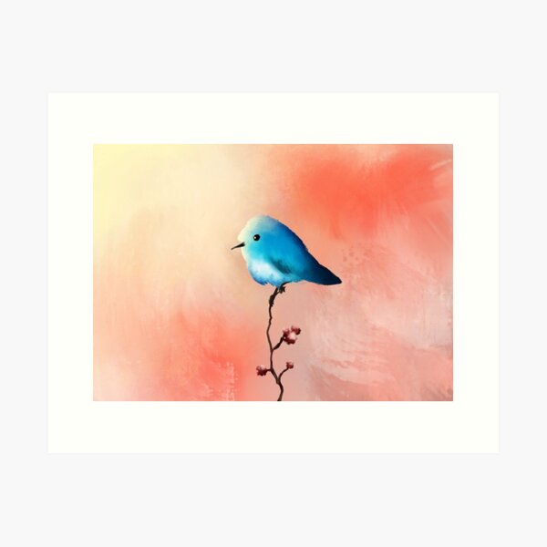 Abstract Blue Bird Painting Art Print