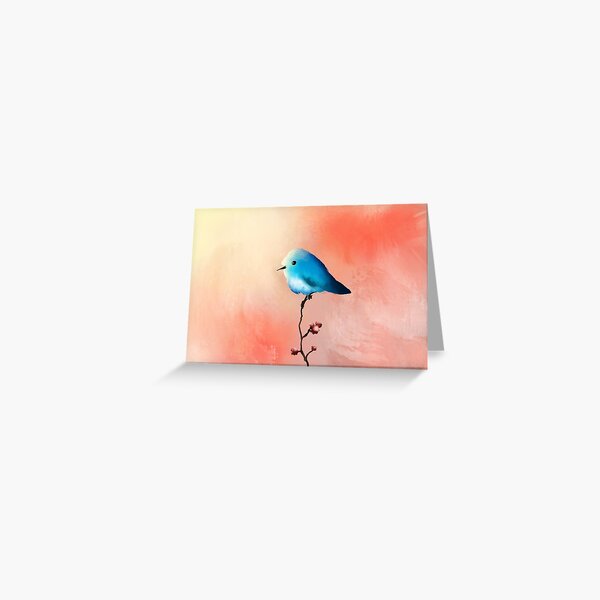 Abstract Blue Bird Painting Greeting Card