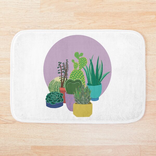 Aperçu de l'œuvre Plantes succulentes et dessin de cactus sur cercle violet créée et vendue par QuestingPixel.