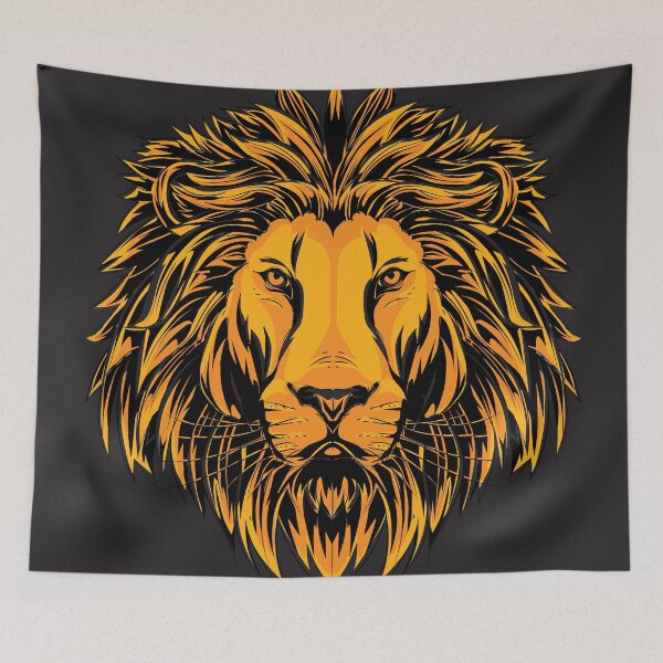Item preview, Lion Head Illustration in t shirt Screen Printing Style Sticker (Gold Color) designed and sold by BigBoyFunky.