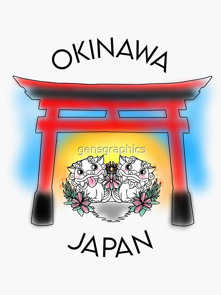 "Cute Okinawa Shisa Dogs Airbrush Version " Sticker for Sale by gensgraphics Redbubble