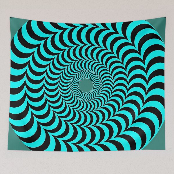 Item preview, Optical Illusion Circles,  Black and Aqua Geometric Circles designed and sold by Ruby Jackson.