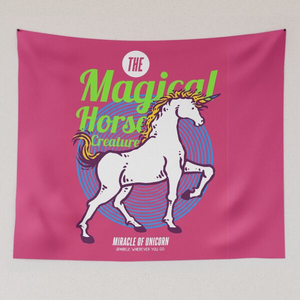 Item preview, Illustration Unicorn Magical Horse Mythological Creature with 80s Color Palettes designed and sold by Peekonet.