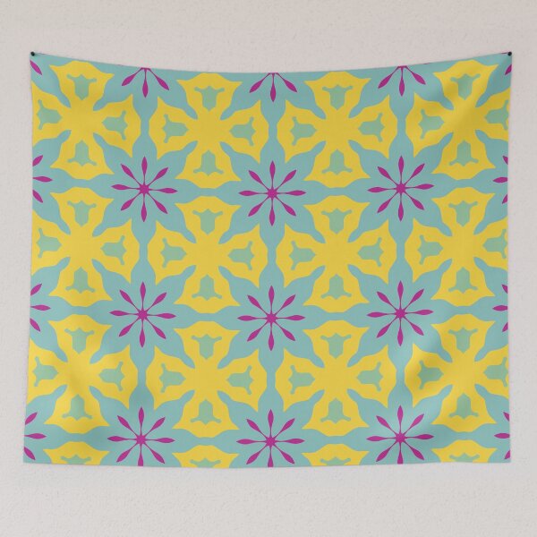 Item preview, Super Bright and Colorful Geometric Seamless Pattern in Teal, Yellow and Pink designed and sold by cozycaroline.