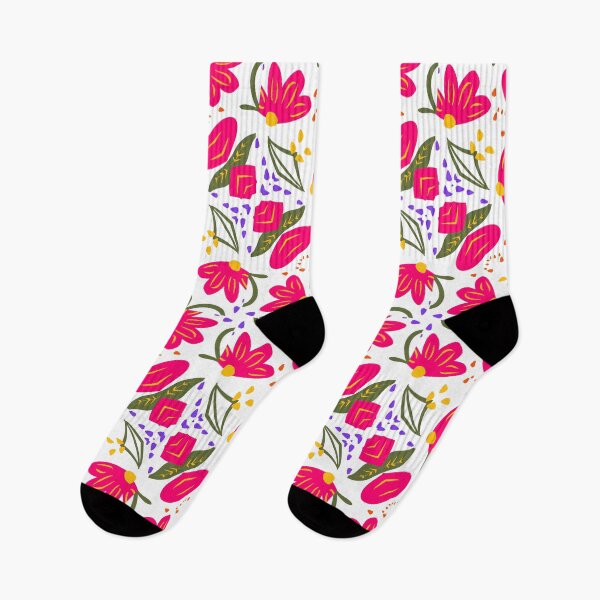 Item preview, Hot Pink Super Bright Flowers Geometric Pattern in Pink, Green, Purple, Yellow and Orange designed and sold by cozycaroline.