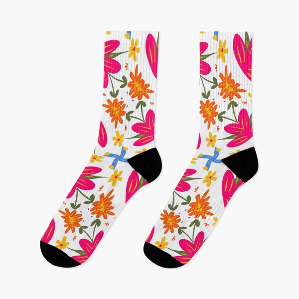 Item preview, Hot Pink Super Bright Flowers Geometric Pattern in Pink, Green, Purple, Yellow and Orange designed and sold by cozycaroline.