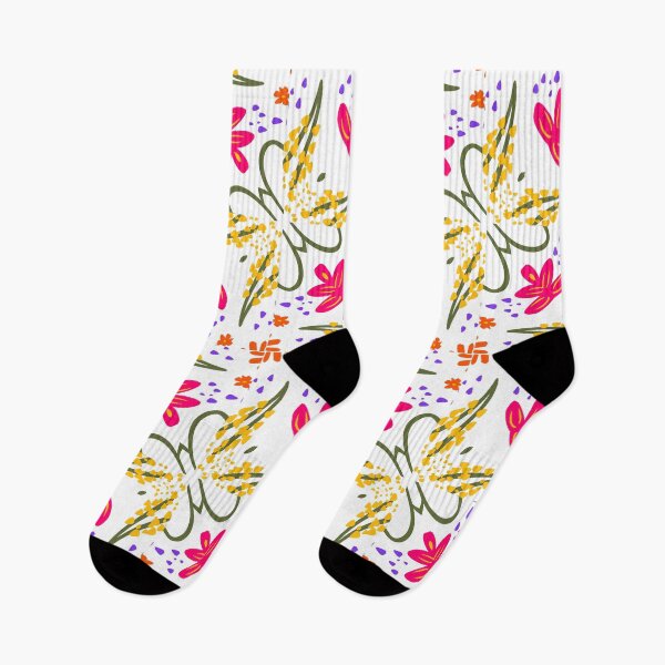 Item preview, Super Bright Flowers Geometric Pattern in Pink, Green, Purple, Yellow and Orange designed and sold by cozycaroline.