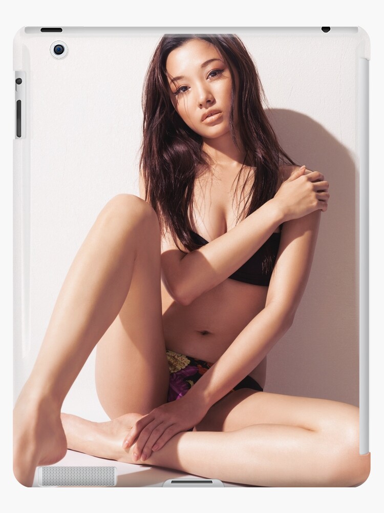 Sexy asian woman in bikini sitting against white wall art photo print\