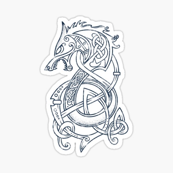 Item preview, Distressed Wolf emblem of brave Viking warriors designed and sold by ProfCatPardus.