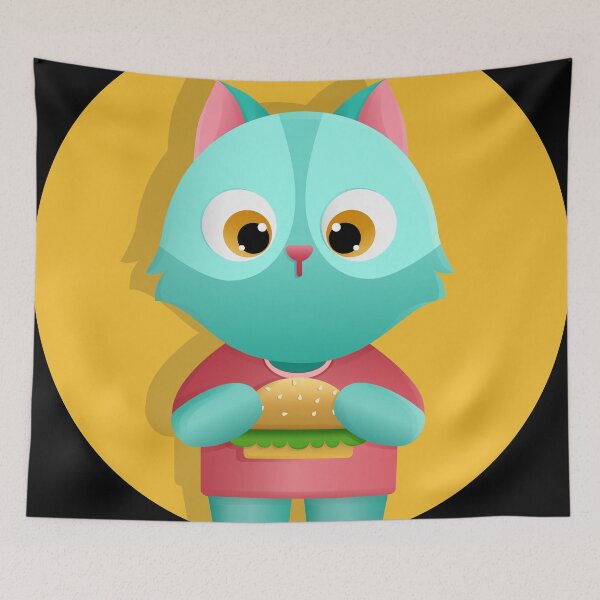 Item preview, Gato Cool Pretty Kitten Cute kawaii eat Burger designed and sold by Red_Stickers.