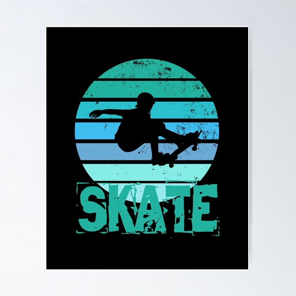 Item preview, Skate Skateboarder Vintage Sunset Blues  designed and sold by LarkDesigns.