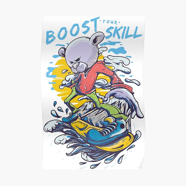 "Boost Your Skill Surf Energy" Poster by StoreXArt Redbubble