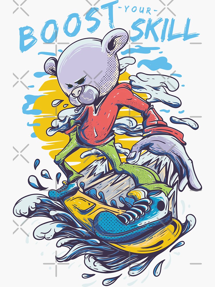 "Boost Your Skill Surf Energy" Sticker for Sale by StoreXArt Redbubble