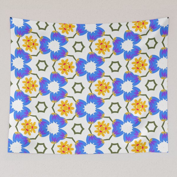 Artikelvorschau, Super Bright and Colorful Geometric Seamless Pattern of Orange an Yellow Flowers entworfen und verkauft von cozycaroline.