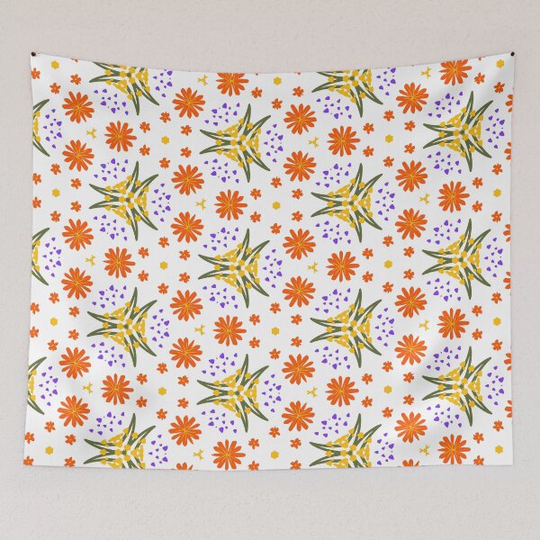 Artikelvorschau, Super Bright and Colorful Geometric Seamless Pattern of Orange an Yellow Flowers entworfen und verkauft von cozycaroline.