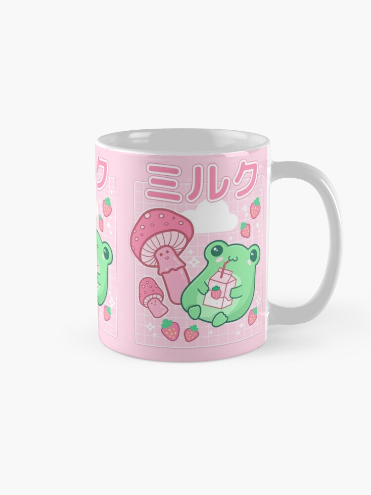 Cute Cottagecore Frog with Strawberries in Retro 90s Kawaii Aesthetic: A  Japanese Y2K Style Pink Fungi and Bubble Milk Froggy for Cyberpunk  Weirdcore