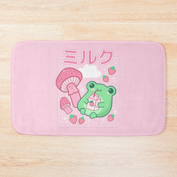 Item preview, Cute Cottagecore Frog with Strawberries in Retro 90s Kawaii Aesthetic: A Japanese Y2K Style Pink Fungi and Bubble Milk Froggy for Cyberpunk Weirdcore and Pinkish Frog Lovers designed and sold by MinistryOfFrogs.
