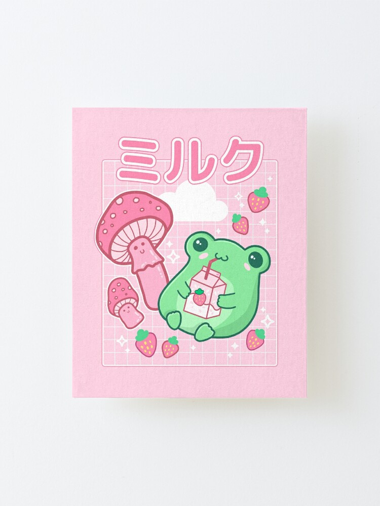 Cute Cottagecore Frog Strawberry Retro 90s Kawaii Aesthetic Y2k Japanese Pink Fungi Mushrooms