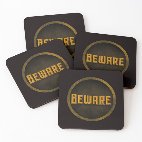 Item preview, Beware - Distressed Brown Mustard 3d Lettering Medallion  designed and sold by MFGB-Creations.