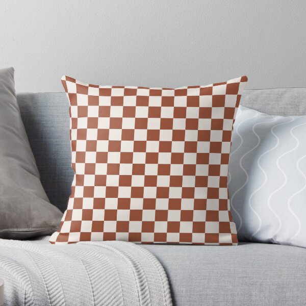 Check Rust Checkered Checkerboard Geometric Earth Tones Terracotta Modern Minimal Chocolate Pattern Throw Pillow