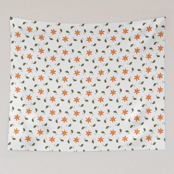 Item preview, Super Bright and Colorful Geometric Seamless Pattern of Orange and Yellow Star Flowers designed and sold by cozycaroline.