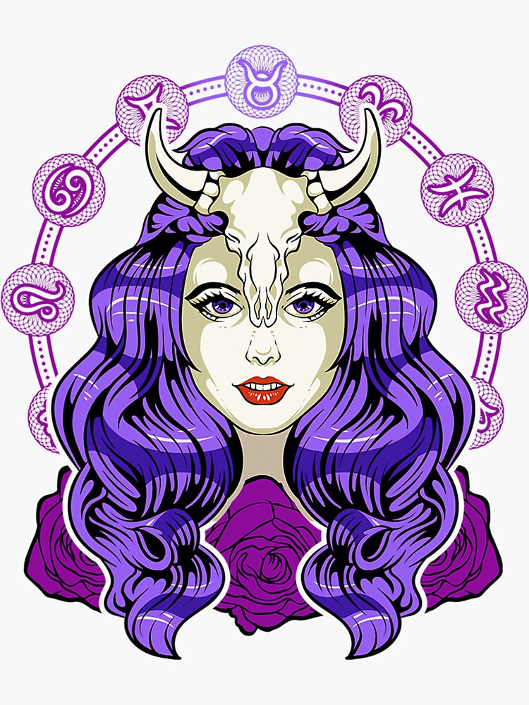 Taurus Zodiac Sign Colorful Woman Astrology Lover Sticker For Sale By Tylerpalmen Redbubble 