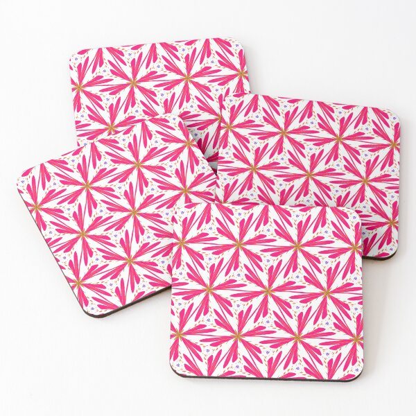 Item preview, Super Bright and Colorful Geometric Seamless Pattern of Hot Pink Flowers with Orange and Green Centers designed and sold by cozycaroline.