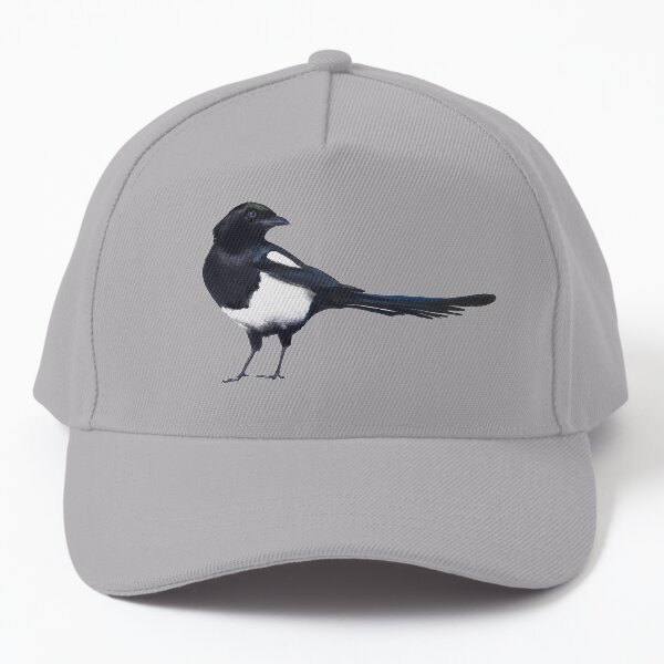 Black-billed magpie - charcoal drawing Baseball Cap