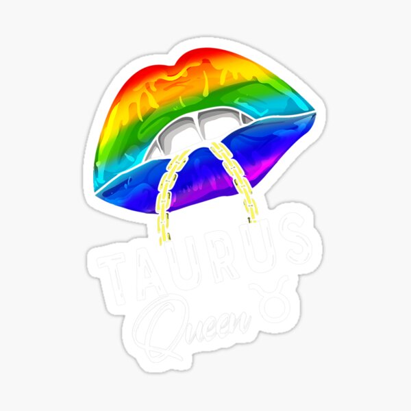 Lgbtq Taurus Queen Lips Zodiac Rainbow Gay Pride Flag Sticker For