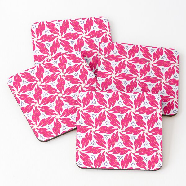 Aperçu de l'œuvre Super Bright and Colorful Geometric Seamless Pattern of Hot Pink Flowers with Purple Triangles créée et vendue par cozycaroline.