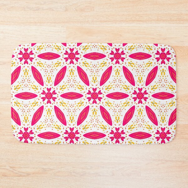 Item preview, Super Bright and Colorful Geometric Pattern with Pink and Yellow Flowers designed and sold by cozycaroline.