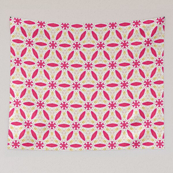 Item preview, Super Bright and Colorful Geometric Pattern with Pink and Yellow Flowers designed and sold by cozycaroline.