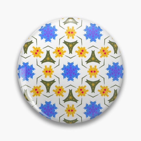 Artikelvorschau, Super Bright and Colorful Geometric Pattern with Blue an Yellow Flowers entworfen und verkauft von cozycaroline.