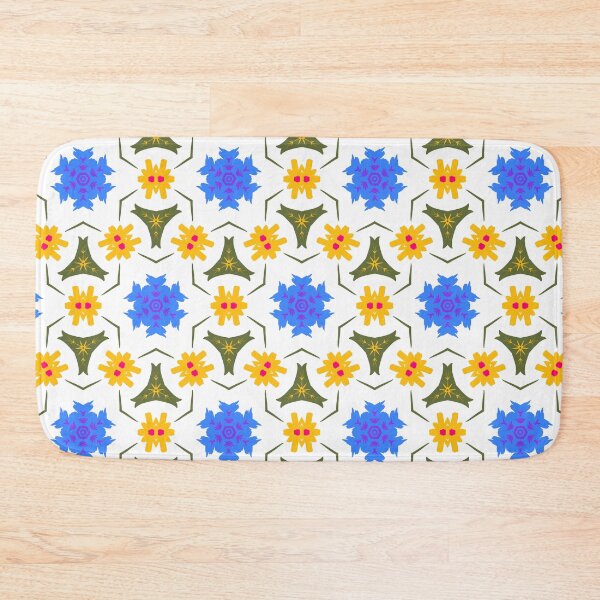 Item preview, Super Bright and Colorful Geometric Pattern with Blue an Yellow Flowers designed and sold by cozycaroline.