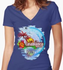 Casablanca Morocco Women's Fitted V-Neck T-Shirt