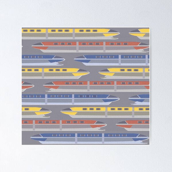 Aperçu de l'œuvre Monorails multicolores (demi-teintes rétro Mark I) créée et vendue par Cammi Friederichs.