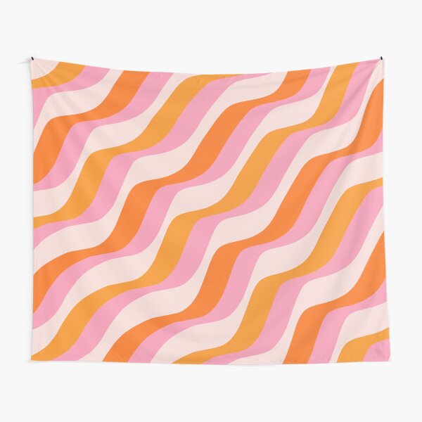 Zebra Stripes Abstract Lines Sunshine Retro Colorful Pink Orange Colors Boho Swirl Modern Pattern Tapestry