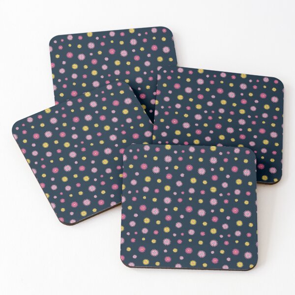 Item preview, Colorful daisies on navy blue background pattern designed and sold by BLMcreations.